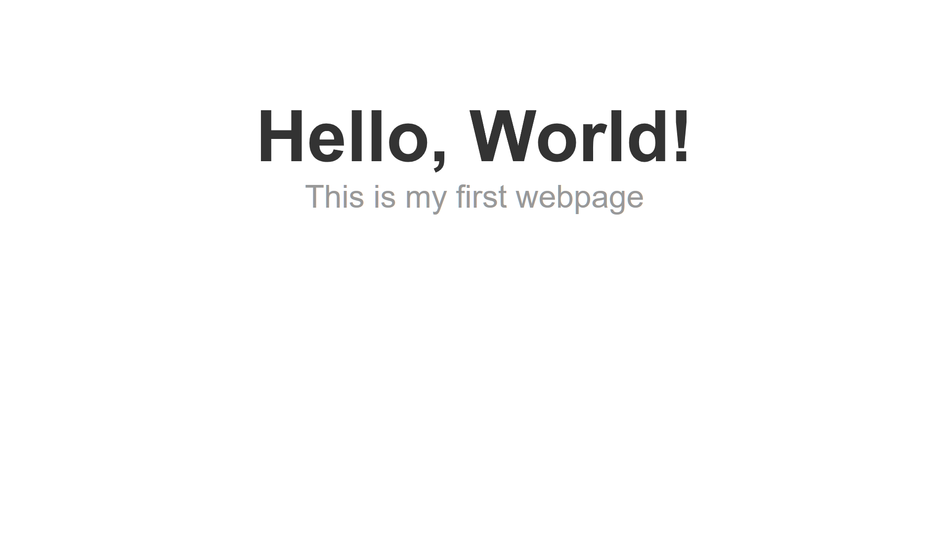 The completed Hello, World! webpage